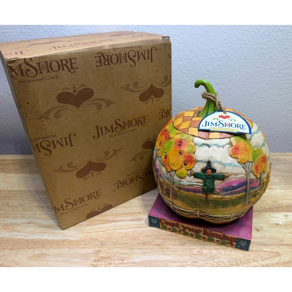Jim Shore Heartwood Creek Count Your Blessings Rotating Pumpkin Figurine 118757